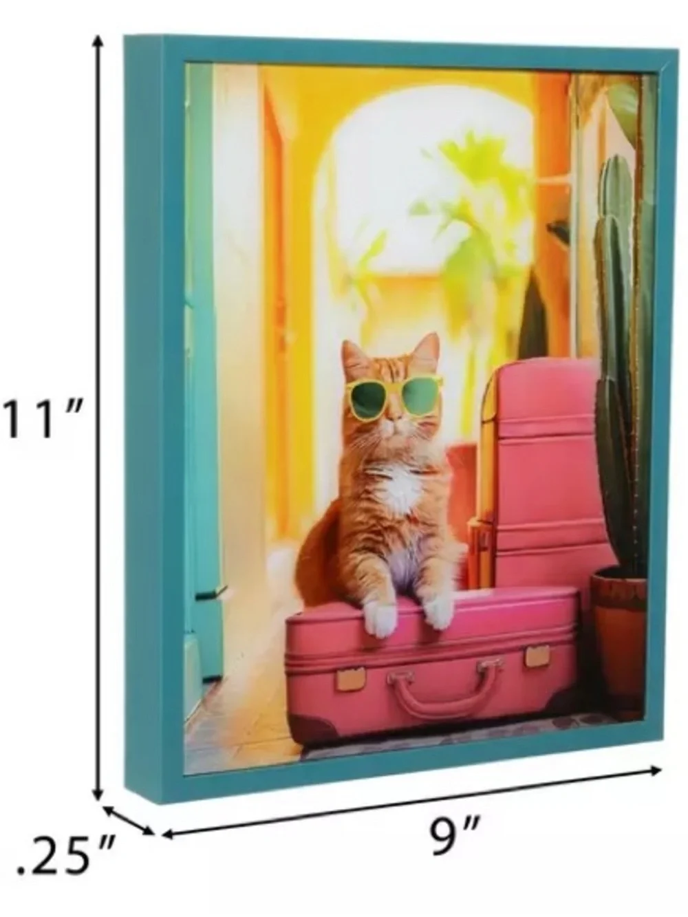 Stylish Cat Wall Art Print - Orange Cat with Pink Suitcases